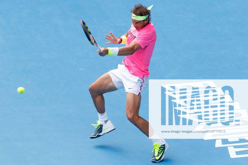 3rd seed Rafael Nadal (ESP) in action in a 4th round match on day seven of the 2015 Australian Open grand slam tennis tournament at Melbourne Park in Melbourne, Australia. . Tennis 2015: Australian Open JAN 25 - ZUMAc04_