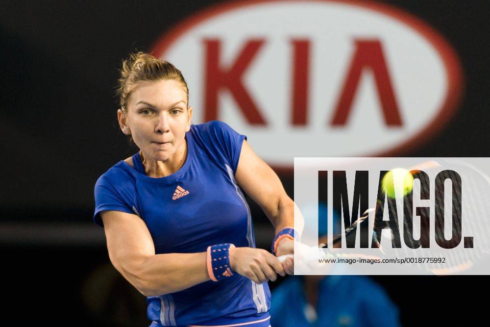 3rd seed Simona Halep (ROU) in action in a 4th round match on day seven of the 2015 Australian Open grand slam tennis tournament at Melbourne Park in Melbourne, Australia. Tennis 2015: Australian Open JAN 25 - ZUMAc04_