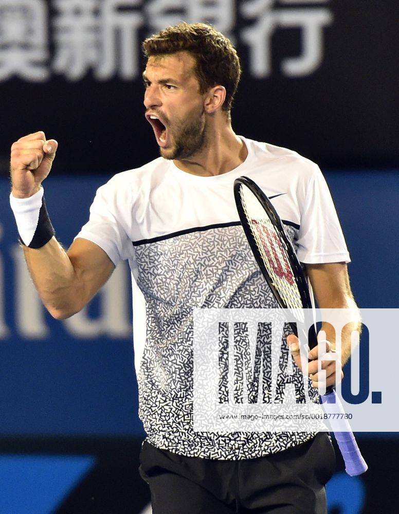 Jan. 25, 2015 - Melbourne, VICTORIA, AUSTRALIA - Bulgaria s Grigor Dimitrov in action during his match on day 7 the Australian Open tennis on Rod Laver Arena in Melbourne, Australia. Tennis 2015 - Australian Open - Day 7 - ZUMAk106