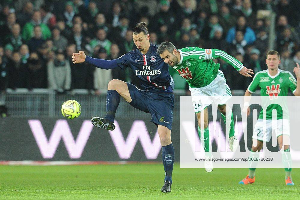 Loic perrin (Saint Etienne) Zlatan Ibrahimovic (PSG) FOOTBALL : AS Saint Etienne vs Paris St Germain (PSG) - Ligue 1 - 25 01 2015 NLeGouic FE