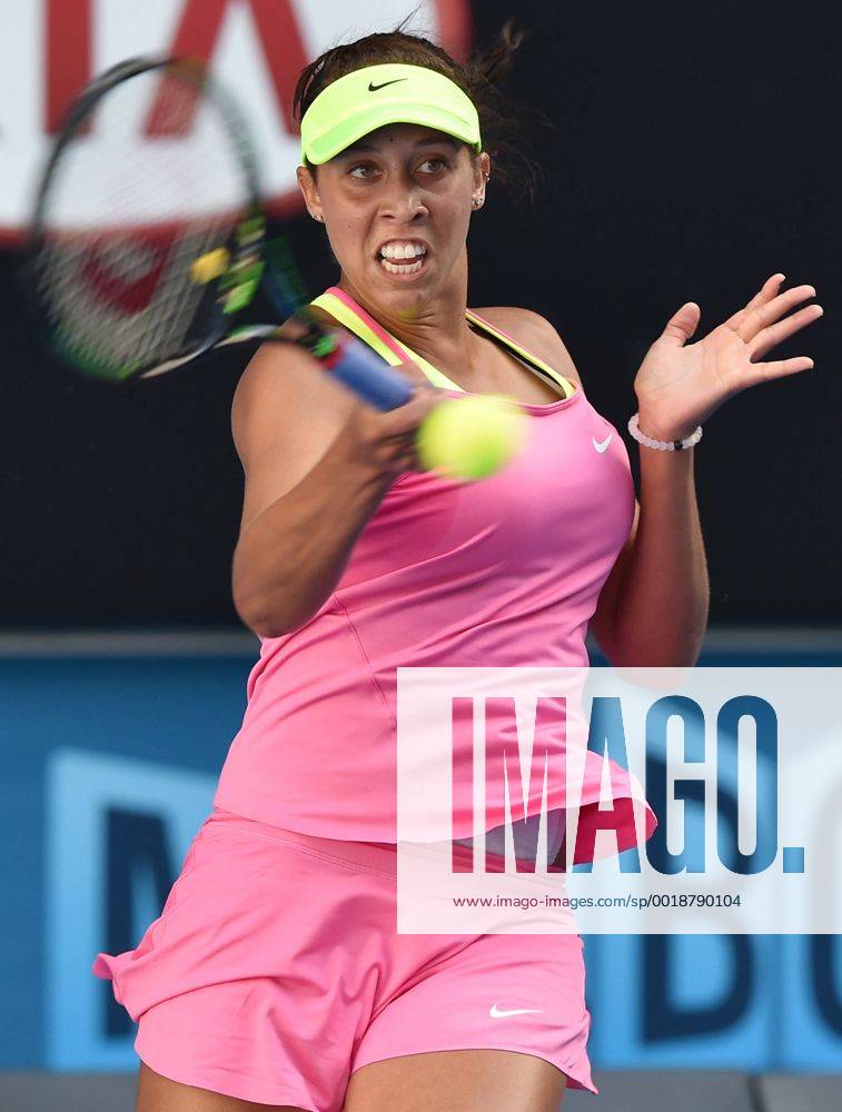 Jan. 26, 2015 - Melbourne, Australia - USA s MADISON KEYS in action during her match on Day 8 the Australian Open tennis tournament. Keys won the match, 6-2 6-4. Tennis 2015 - Australian Open - Day 8 - ZUMAk106