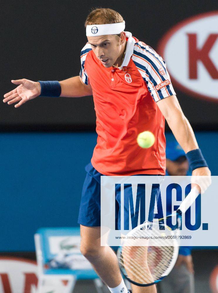 Gilles Müller (LUX) in action in a 4th round match on day eight of the 2015 Australian Open grand slam tennis tournament at Melbourne Park in Melbourne, Australia. . Tennis 2015: Australian Open JAN 26 - ZUMAc04_