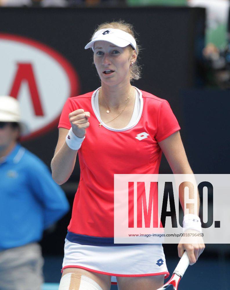 Ekaterina Makarova of Russia reacts after scoring in the women s singles quarterfinal match of the 2015 Australian Open tennis tournament in Melbourne, Victoria, Australia, 27 January 2015. 20150127_25816