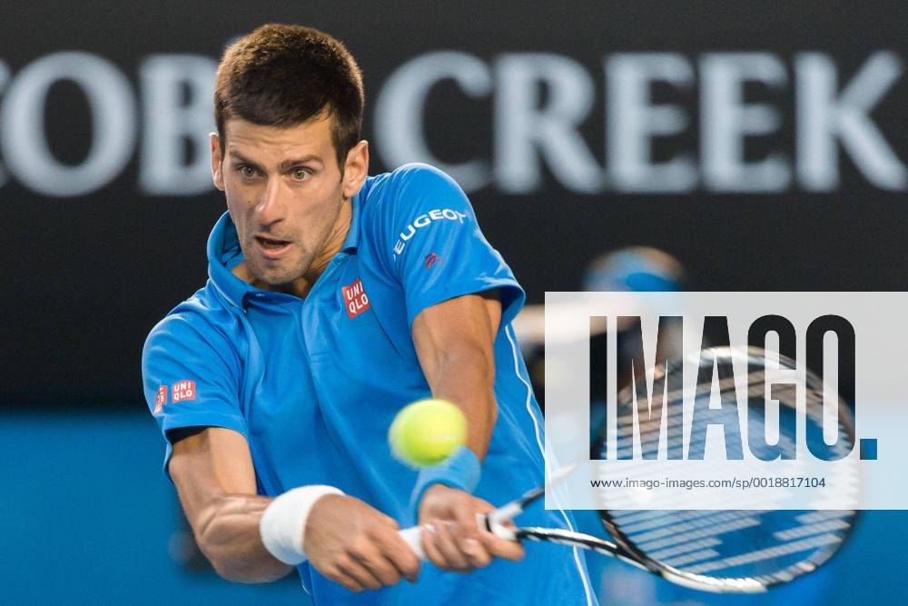 1st seed Novak Djokovic (SRB) in action in a Semifinals match on day twelve of the 2015 Australian Open grand slam tennis tournament at Melbourne Park in Melbourne, Australia. . Tennis 2015: Australian Open JAN 30 - ZUMAc04_