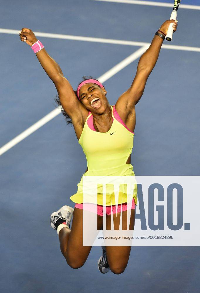 Jan. 31, 2015 - Melbourne, Australia - SERENA WILLIAMS of the United States celebrates after winning the women s singles final. Tennis 2015 - Williams Wins Australian Open - ZUMAk106