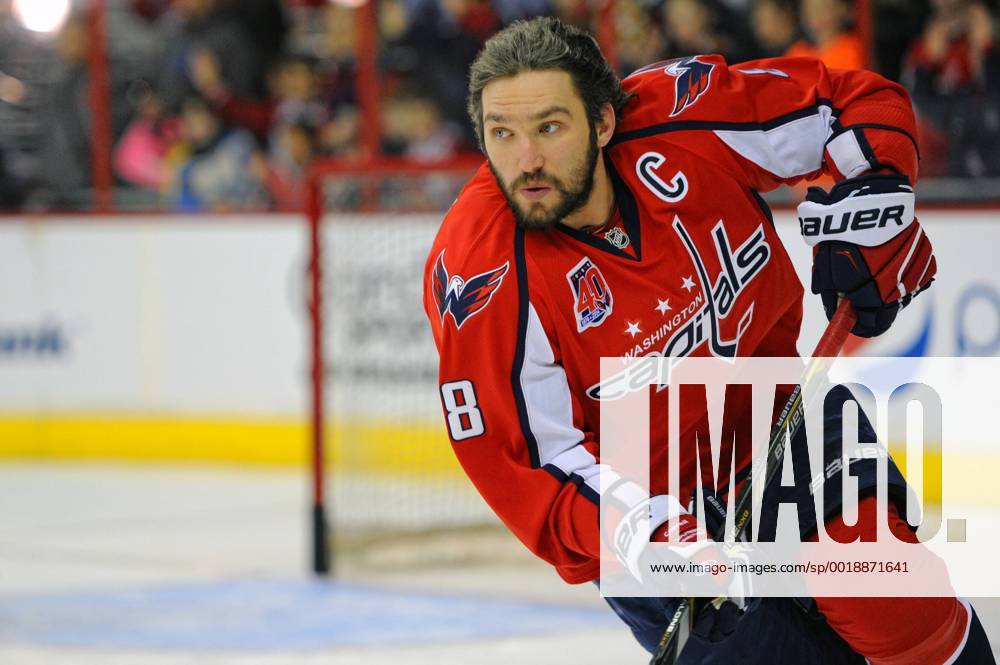 Washington Capitals left wing Alex Ovechkin (8) warms up at the Verizon Center in Washington, D.C. on February 3, 2015. WAG2015020301 MARKxGOLDMAN