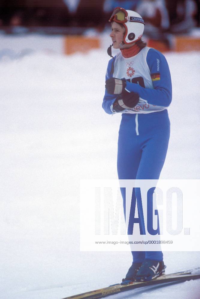 Jens Weißflog (DDR) skeptisch Skispringen OS Winter Herren Olympische Spiele 1984, Winterspiele, Ski Nordisch, Skisport, Vdia Einzelbild Igman Malo Polje Sarajevo