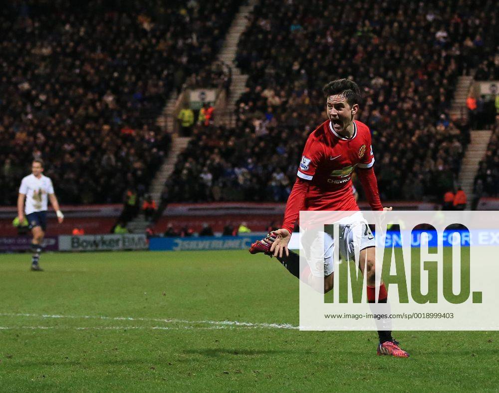 Manchester United ManU s Ander Herrera celebrates scoring his sides opening goal FA Cup - Preston North End vs Manchester United - Deepdale - England - 16th February 2015 - Picture David Klein Sportimage .