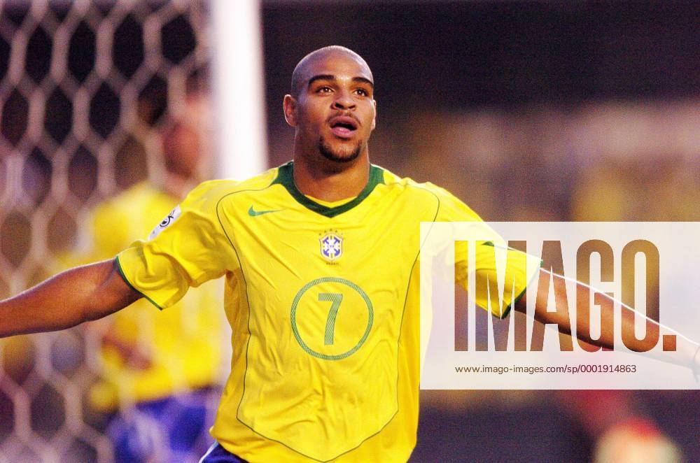 Adriano (Brasilien) - Torjubel Fußball Länderspiel Herren Copa America 2004, Amerika, Südamerikameisterschaft, Südamerika Meisterschaft, Nationalmannschaft Einzelbild San Agustin