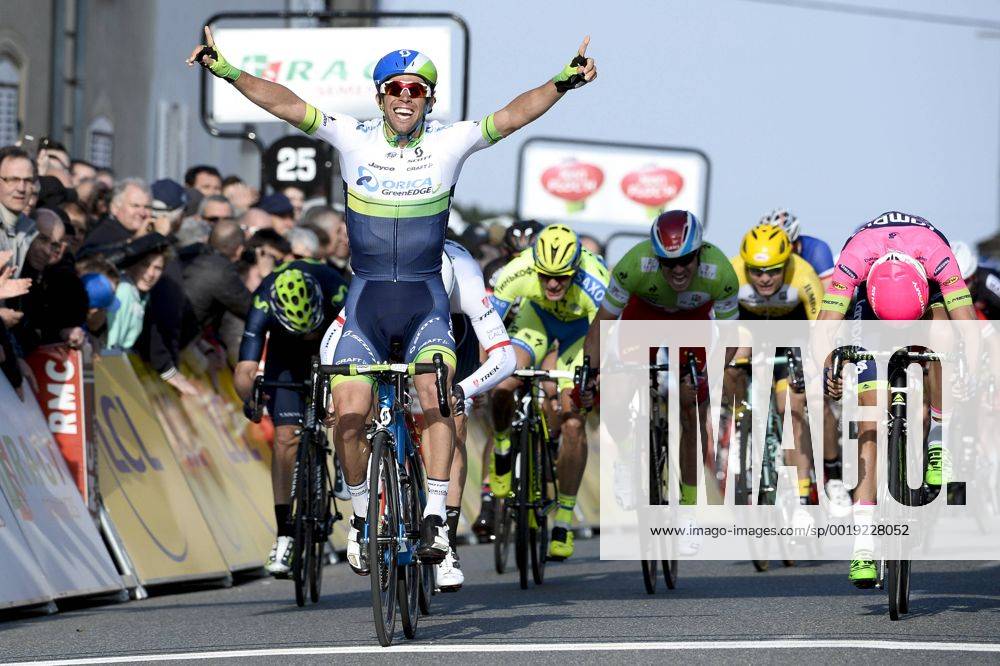 - SAINT-POURCAIN-SUR-SIOULE, FRANCE: Australian Michael Matthews of Orica GreenEDGE celebrates as he crosses the finish line to win stage 3 on the fourth day of the 73rd edition of Paris-Nice cycling race, 179 km from Saint-Amand-Montrond to Saint-Pourcain-sur-Sioule, France, Wednesday 11 March 2015. DIRKxWAEM x04584590x