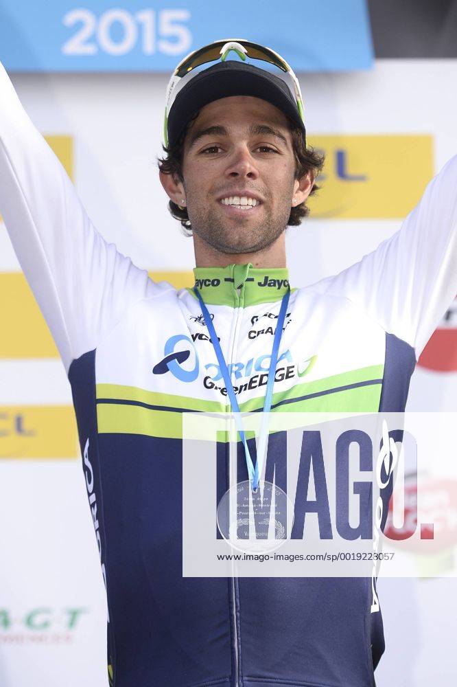 - SAINT-POURCAIN-SUR-SIOULE, FRANCE: Australian Michael Matthews of Orica GreenEDGE celebrates on the podium after winning stage 3 on the fourth day of the 73rd edition of Paris-Nice cycling race, 179 km from Saint-Amand-Montrond to Saint-Pourcain-sur-Sioule, France, Wednesday 11 March 2015. DIRKxWAEM x04584635x