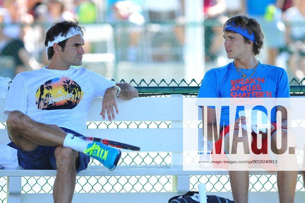 Roger Federer (Sui) and Alexander Zverev (Ger) TENNIS : BNP PARIBAS OPEN - 12 03 2015 TennisMagazine Panoramic