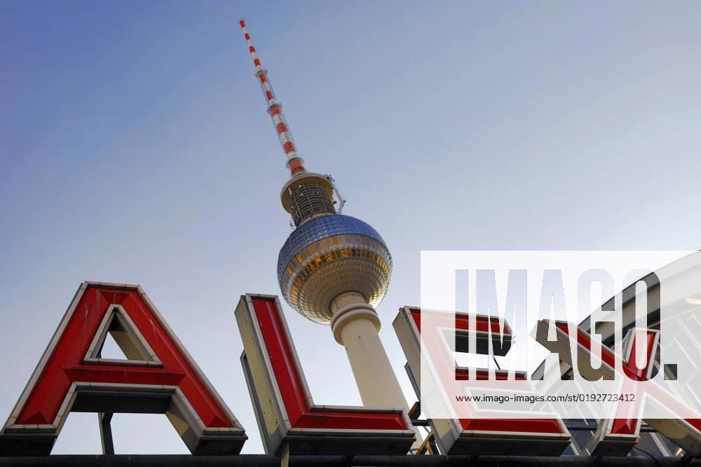 S Train station Alexanderplatz with the Berlin Television Tower on Evening, Alex, Berlin Center, Germany, Berlin Alexanderplatz S Rail Station With The Berlin TV Tower in The evening, Alex, Berlin Center, Germany, Berlin BLWS675129