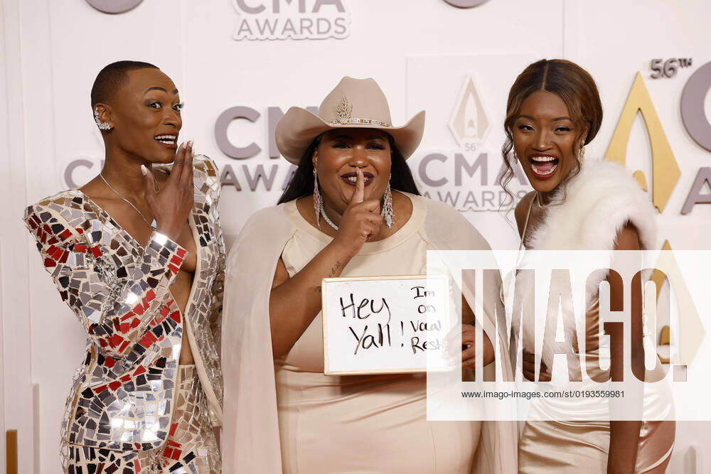 Chapel Heart arrives on the red carpet with a message at the 56th Annual CMA Awards at Bridgestone Arena in Nashville, Tennessee on Wednesday, November 9, 2022. 1 NAS20221109109 JOHNxANGELILLO