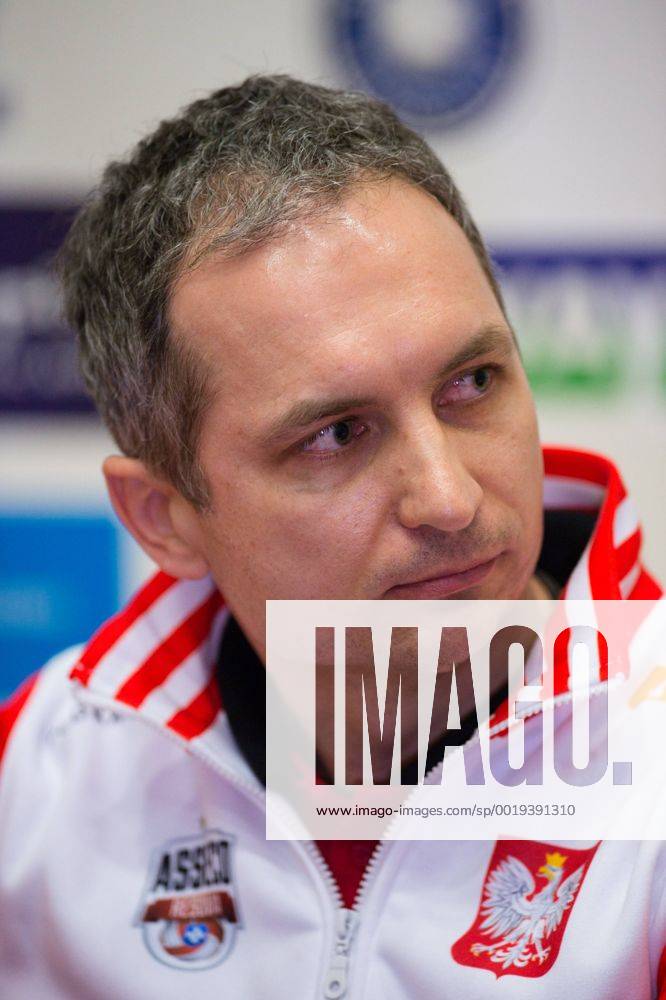 Max Schmeling Halle, Berlin Volleyball, 2015 CEV Volleyball Champions League, Final Four, Pressekonferenz Andrzej Kowal (Trainer Coach Rzeszow)