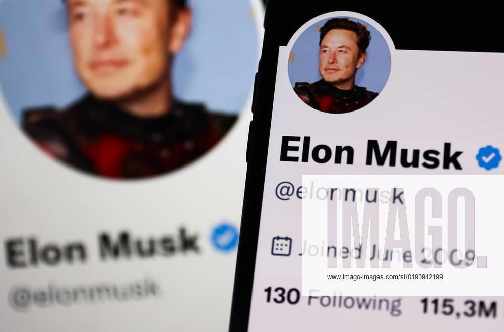 Twitter And Mastodon Photo Illustrations Elon Musk account on Twitter displayed on phone and laptop screens is seen in this illustration photo taken in Krakow, Poland on November 14, 2022. Krakow Poland