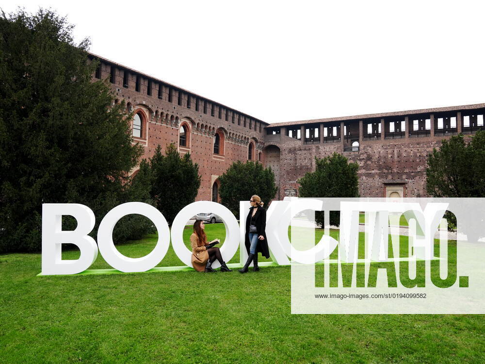 Milan, Hybrid life and the theme of the eleventh edition of Bookcity starting today, Sign, written in the park of the courtyard of the Castello Sforzesco Editorial Usage Only