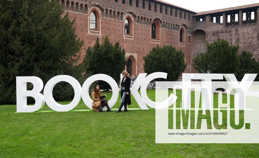 Milan, Hybrid life and the theme of the eleventh edition of Bookcity starting today, Sign, written in the park of the courtyard of the Castello Sforzesco Editorial Usage Only
