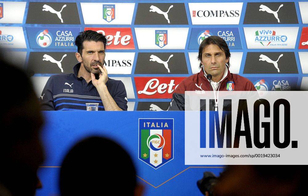 Antonio Conte e Gianluigi Buffon -, Torino 30-03-2015, Juventus Stadium, Football Calcio 2014 2015, press conference PK Pressekonferenz , filippoxalfero