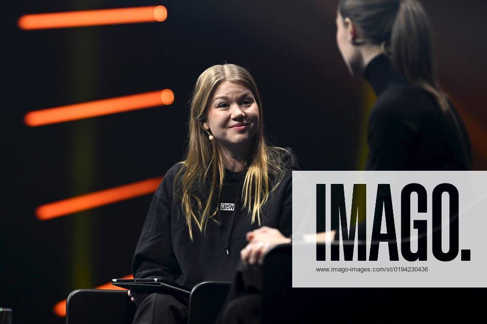 Slush CEO Eerika Savolainen (left) and Finnish Prime Minister Sanna Marin at the Slush 2022 Startup Event in Helsinki, Finland on November 17, 2022. Helsinki Finland