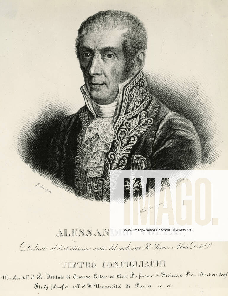 Portray of Italian physicist and chemist Alessandro Volta, Pavia, Italy