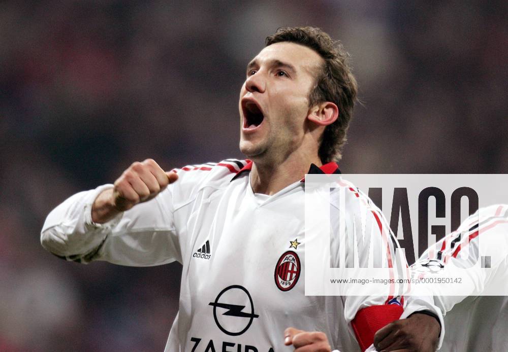 Andriy Shevchenko (Milan) - Torjubel - Fußball EC 1 Herren Champions League 2005 2006, Achtelfinale, AC Mailand Einzelbild München Freude, Begeisterung,