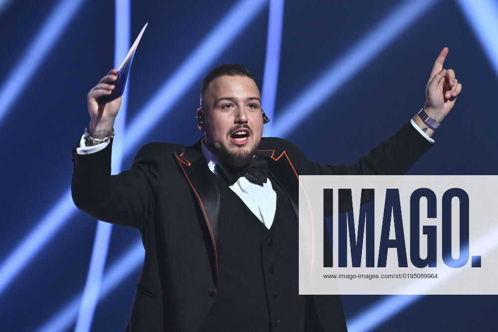 STOCKHOLM 20221125 The presenter Anis Don Demina during Friday nights final in Idol Stockholm Sweden
