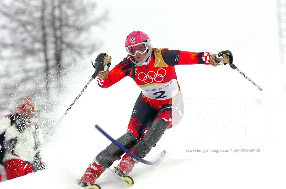 Janica Kostelic (Kroatien) - Alpiner Skilauf OS Winter Damen Olympische Spiele Turin 2006, Winterspiele, Ski Alpin, Skisport, Slalom Einzelbild Slalom, aflo005 Sestriere Colle