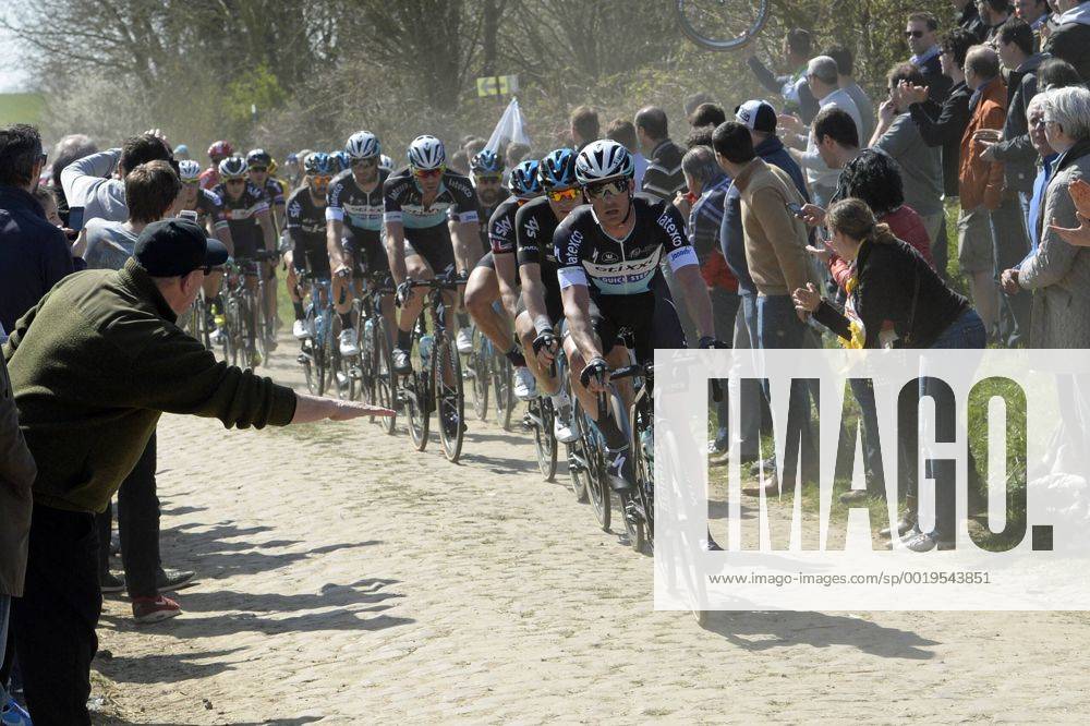 - ROUBAIX, FRANCE: Riders pictured in action during the Paris-Roubaix one day cycling race, 253,5 km from Compiegne to the Velodrome in Roubaix, Sunday 12 April 2015. DIRKxWAEM x04602985x