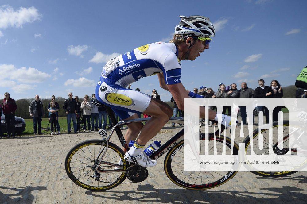 - ROUBAIX, FRANCE: Belgian Tim Declercq of team Topsport Vlaanderen - Baloise pictured in action during the Paris-Roubaix one day cycling race, 253,5 km from Compiegne to the Velodrome in Roubaix, Sunday 12 April 2015. DIRKxWAEM x04603027x