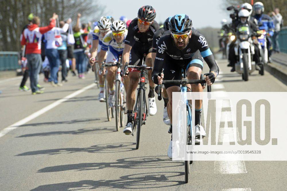 - ROUBAIX, FRANCE: British Bradley Wiggins of Team Sky pictured in action during the Paris-Roubaix one day cycling race, 253,5 km from Compiegne to the Velodrome in Roubaix, Sunday 12 April 2015. DIRKxWAEM x04603030x
