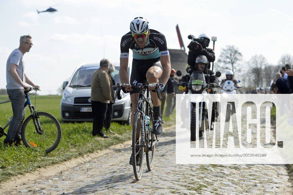 - ROUBAIX, FRANCE: Belgian Stijn Vandenbergh of team Ettix - Quick-Step pictured in action during the Paris-Roubaix one day cycling race, 253,5 km from Compiegne to the Velodrome in Roubaix, Sunday 12 April 2015. DIRKxWAEM x04603102x