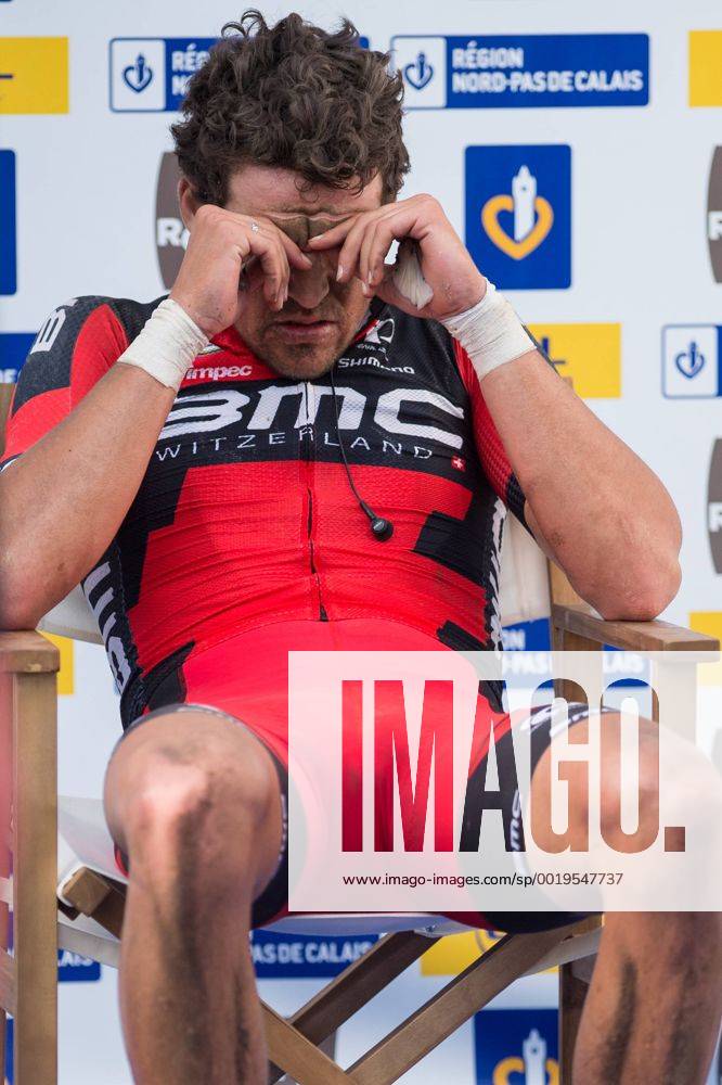 - ROUBAIX, FRANCE: Belgian Greg Van Avermaet of BMC Racing Team shows defeat after the Paris-Roubaix one day cycling race, 253,5 km from Compiegne to the Velodrome in Roubaix, Sunday 12 April 2015. LUCxCLAESSEN x04603226x