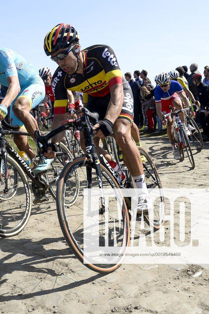 - ROUBAIX, FRANCE: Belgian Jens Debusschere of Lotto - Soudal pictured during the Paris-Roubaix one day cycling race, 253,5 km from Compiegne to the Velodrome in Roubaix, Sunday 12 April 2015. DIRKxWAEM x04603485x