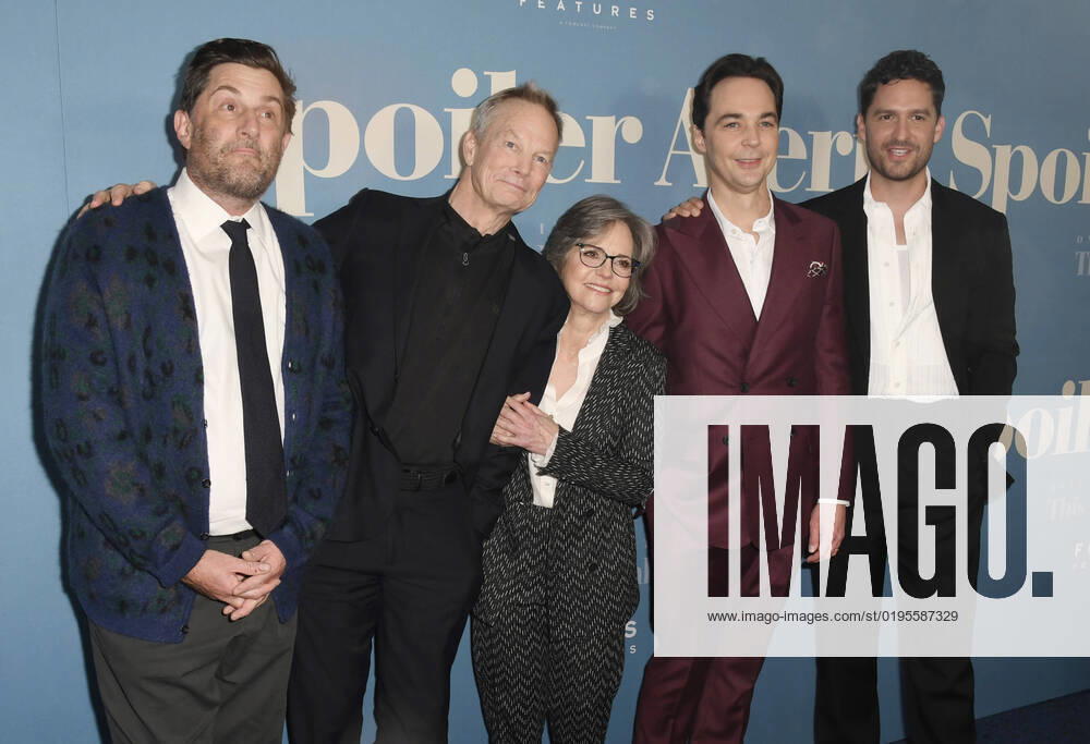 NEW YORK, NY - NOVEMBER 29: Michael Showalter, Bill Irwin, Sally Field, Jim Parsons and Ben Aldridge at the NY Premiere of Spoiler Alert at Skirball Center for Performing Arts in New York City on November 29, 2022.