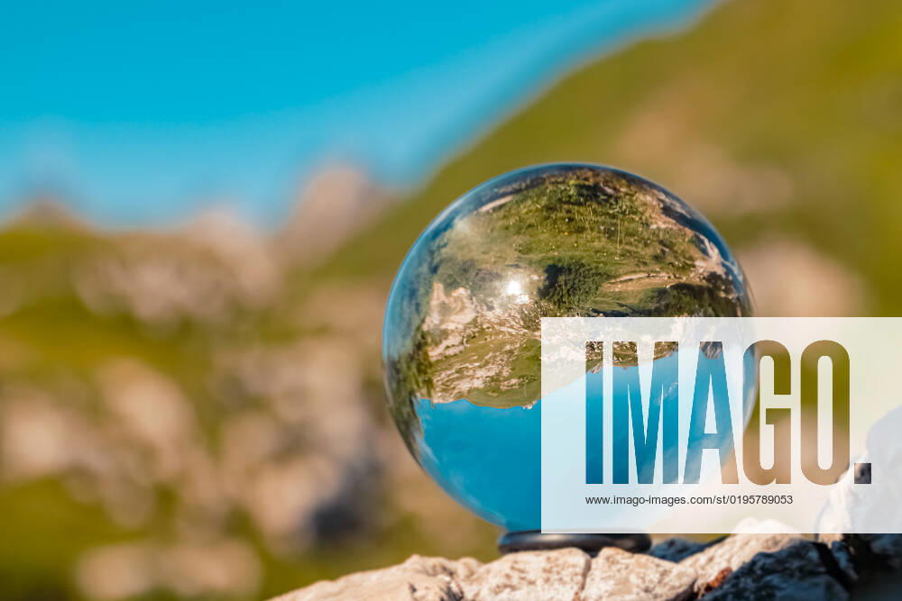 Crystal ball alpine landscape shot at the famous Ebenalp, Appenzell, Alpstein, Switzerland Ebenalp q 029