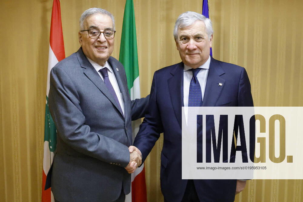 Italian Foreign Minister and Deputy Prime Minister Antonio Tajani (R) and Lebanese Foreign Minister Abdallah Bou Habib during a bilateral meeting at Rome Med 2022, Mediterranean Dialogues conference in Rome, Italy, 03 December 2022..ANSA FABIO FRUSTACI ROME ITALY - ZUMAa110 20221203_zaf_a110_031