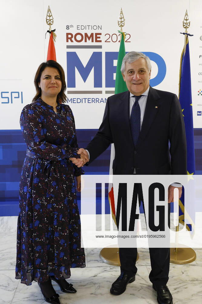 Italian Foreign Minister and Deputy Prime Minister Antonio Tajani and Libyan Foreign Minister Najla El Mangoush during a bilateral meeting at Rome Med 2022, Mediterranean Dialogues conference in Rome, Italy, 03 December 2022..ANSA FABIO FRUSTACI ROME ITALY - ZUMAa110 20221203_zaf_a110_035