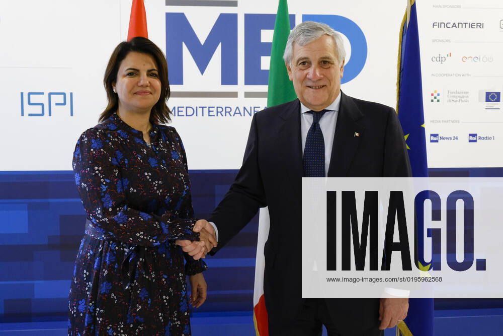 Italian Foreign Minister and Deputy Prime Minister Antonio Tajani and Libyan Foreign Minister Najla El Mangoush during a bilateral meeting at Rome Med 2022, Mediterranean Dialogues conference in Rome, Italy, 03 December 2022..ANSA FABIO FRUSTACI ROME ITALY - ZUMAa110 20221203_zaf_a110_036