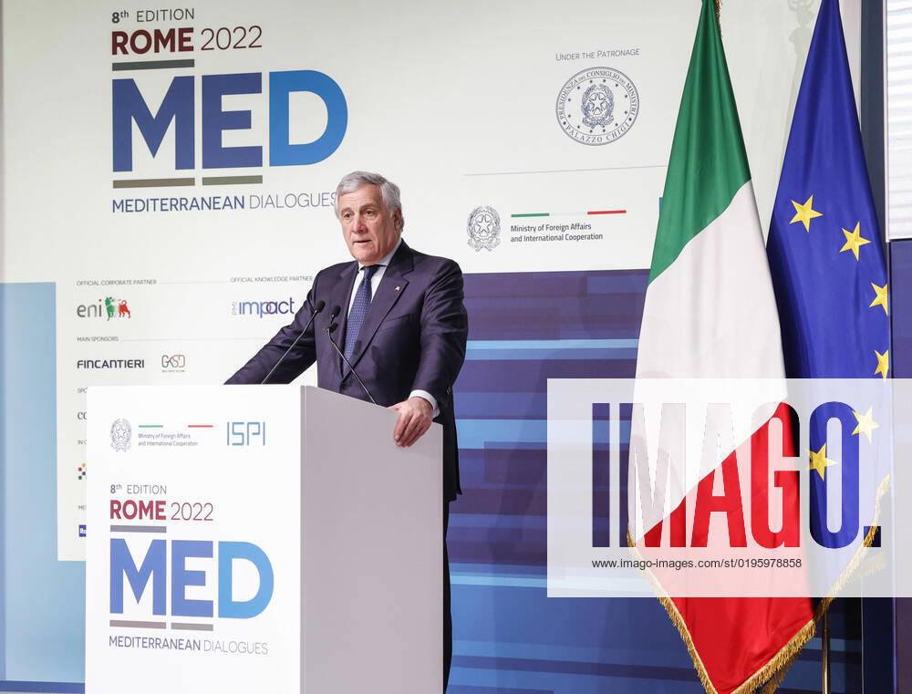 Italian Minister of Foreign Affairs Antonio Tajani during the Rome MED 2022 - Mediterranean Dialogues, the annual initiative promoted by the Italian Foreign Minister and ISPI (Italian Institute of International Political Studies), in Rome, Italy, 3 December 2022. ANSA GIUSEPPE LAMI. Roma Italia - ZUMAa110 20221203_zaf_a110_056