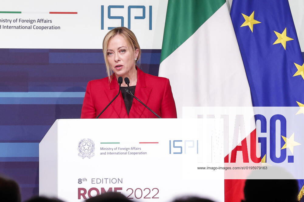 Italian Prime Minister Giorgia Meloni during the Rome MED 2022 - Mediterranean Dialogues, the annual initiative promoted by the Italian Foreign Minister and ISPI (Italian Institute of International Political Studies), in Rome, Italy, 3 December 2022. ANSA GIUSEPPE LAMI. Roma Italia - ZUMAa110 20221203_zaf_a110_068