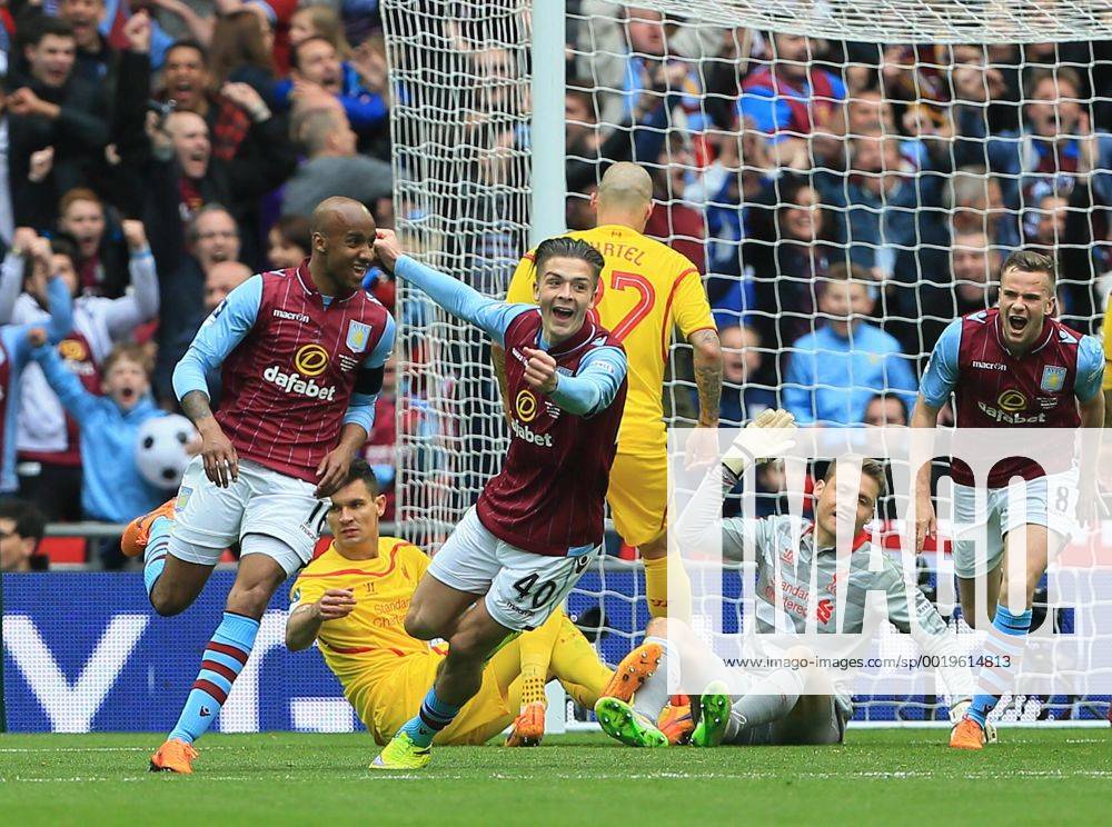 Aston Villa s Fabian Delph celebrates scoring his sides second goal The FA Cup - Semi Final- Aston Villa vs Liverpool - Wembley - England - 19th April 2015 - Picture David Klein Sportimage .