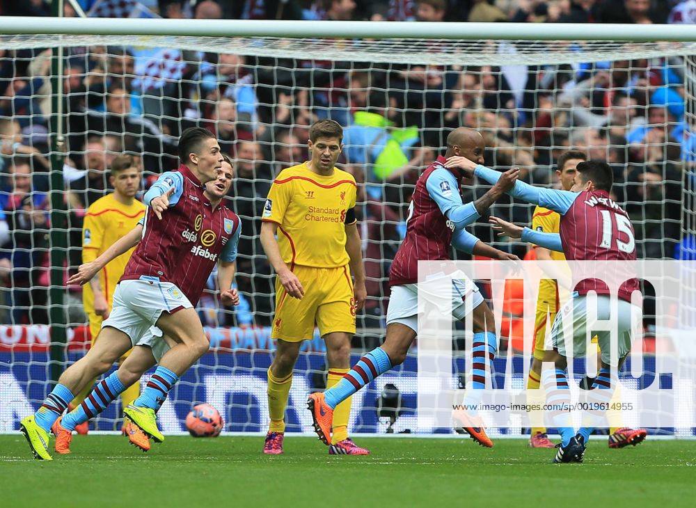 Aston Villa s Fabian Delph celebrates scoring his sides second goal The FA Cup - Semi Final- Aston Villa vs Liverpool - Wembley - England - 19th April 2015 - Picture David Klein Sportimage .