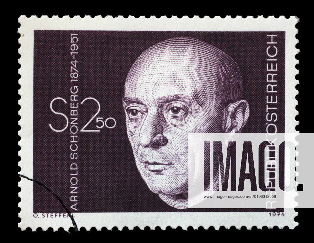 Stamp printed in Austria shows Arnold Schonberg, composer, circa 1974 , 22069522.jpg, arnold, austria, austrian, card, collection, collector, communication, composer, conductor, connection, correspondence, date, delivery, dodecaphony, educator, expressionism, franz, history, hobby, image, letter, mail, mark, musicologist, philatelist, philately, postage, postage stamp, postcard, postman, relationship, retro, schoenberg, schonberg, stamp, twelve-tone technique, vintage, walter, zigzag,