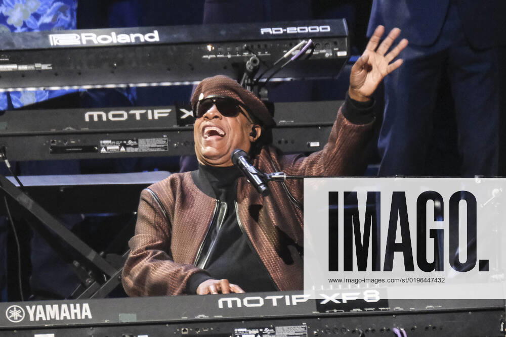 Singer Stevie Wonder performs in the inauguration ceremony of Karen Bass as the 43rd mayor of Los Angeles at the Microsoft Theater Sunday, Dec. 11, 2022 in Los Angeles. Los Angeles USA - ZUMAc68_ 20221211_zaf_c68_003