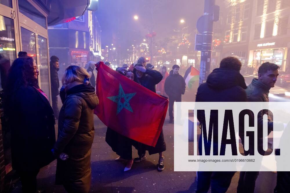 ROTTERDAM Moroccan football supporters after the semi final match between Morocco and France at the World Cup in Qatar ANP JEFFREY GROENEWEG netherlands out belgium out