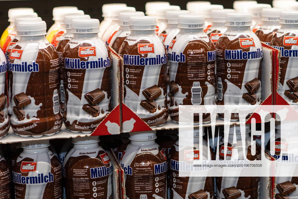 Germany 29 November 2022 In the picture In a refrigerated shelf are products of the variety Müllermilch The Müllermilch with a chocolatey taste is a product of the Theo Müller group of companies District of Osnabrück Lower Saxony