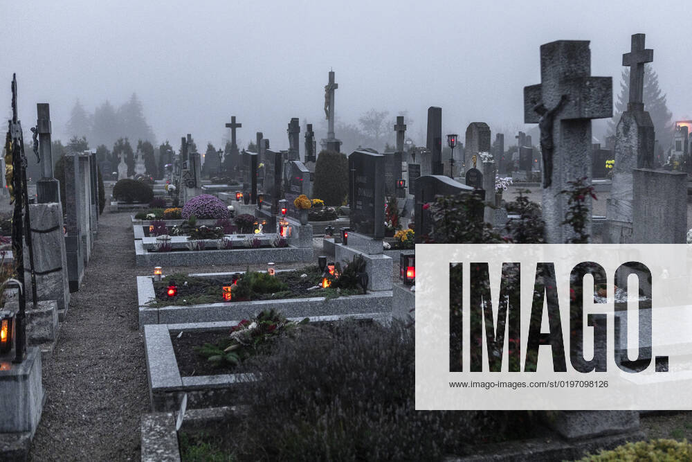 All saints day, Cemetery with Fog 1065530209