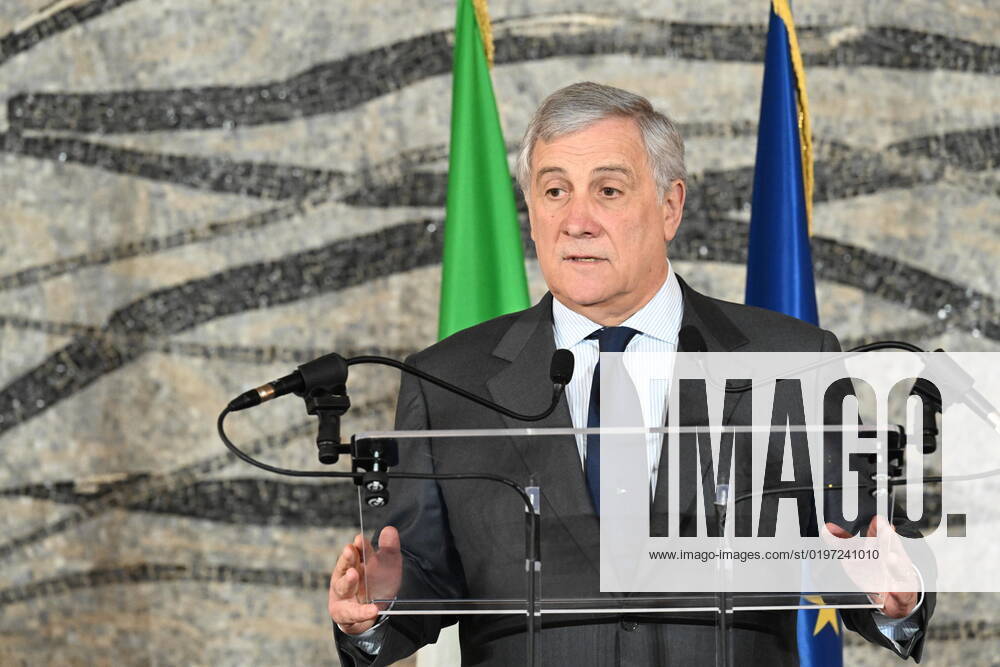 Italy s Minister for Foreign Affairs, Antonio Tajani, during a press conference after a meeting with Iran Ambassador in Italy at Farnesina Palace in Rome, 28 December 2022. ANSA CLAUDIO PERI Rome Italy - ZUMAa110 20221228_zaf_a110_021