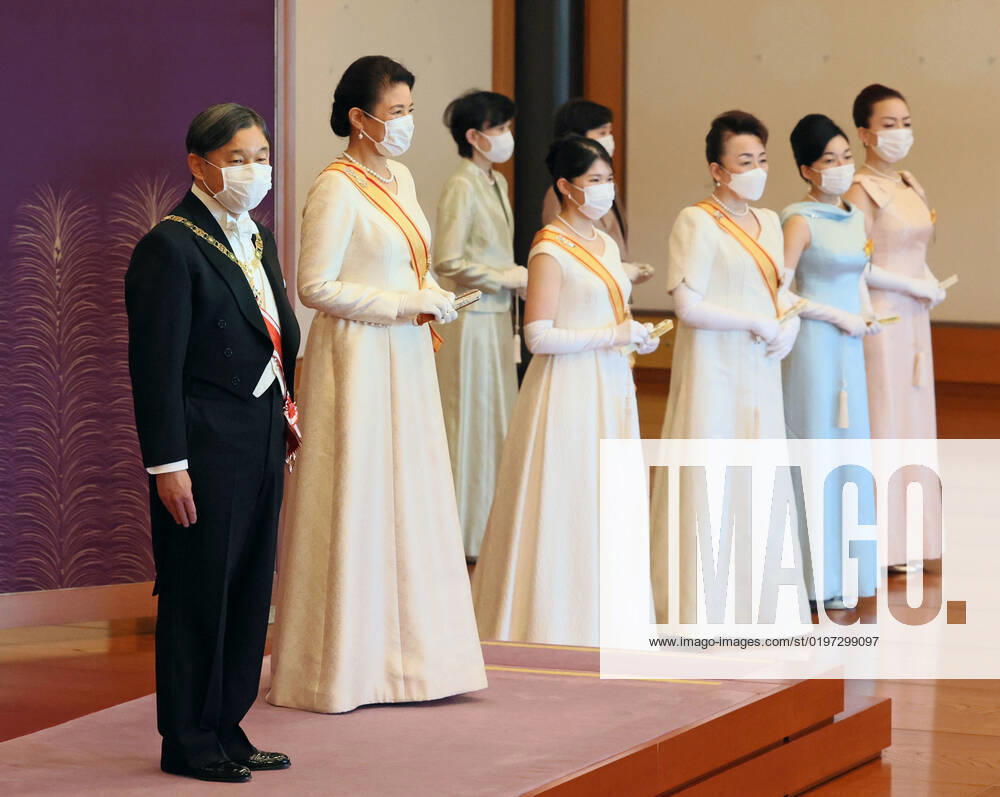 New Year ceremony by Japan s imperial family Japanese Emperor Naruhito (L), Empress Masako (2nd from L) and other imperial family members attend a New Year s ceremony at the Imperial Palace in Tokyo on Jan. 1, 2023. (Pool photo) A14AA0001380624P